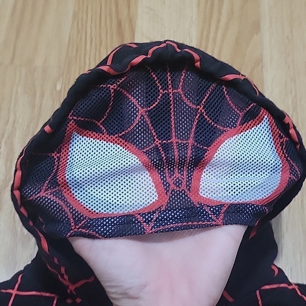 Marvel Spiderman mask black hoodie sweatshirt boys size medium